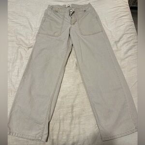 Tan Wide-Leg Cargo Pants